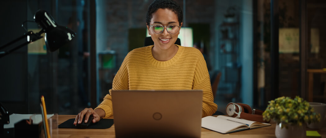 Woman using a laptop